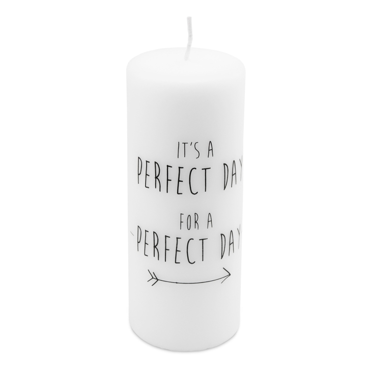 Stumpen Kerze Weiss "Perfect Day" 6 cm / 15 cm