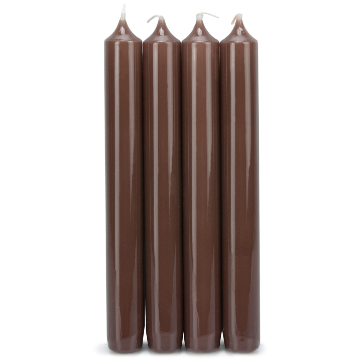 Rustik Lys 4er Set Stabkerze Hochglanz Ø 2,1 cm / 19 cm Cognac