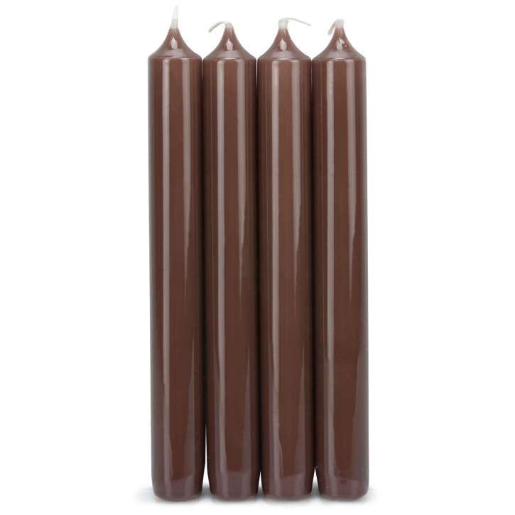 Rustik Lys 4er Set Stabkerze Hochglanz Ø 2,1 cm / 19 cm Cognac