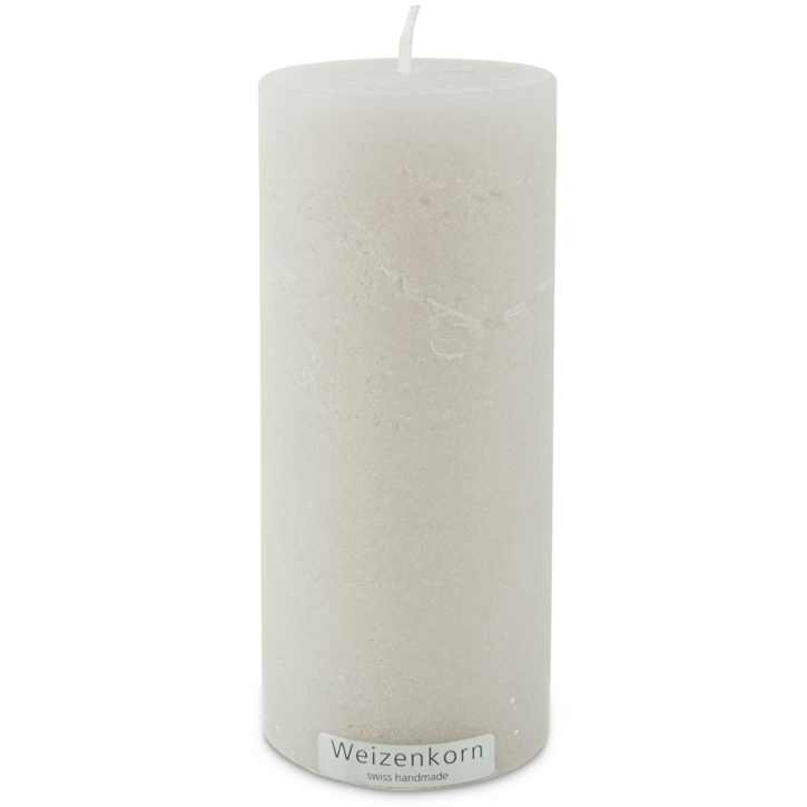 Weizenkorn Stumpen Kerze ICE Alabastergrau 6,6 cm / 16 cm