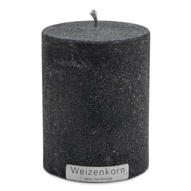 Weizenkorn Stumpen Kerze ICE Schwarz 6,6 cm / 9 cm