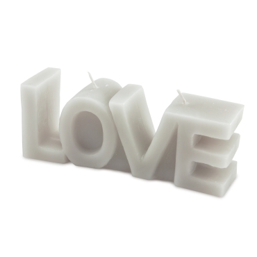 Kerze Schriftzug "Love" 16,5 cm Grau