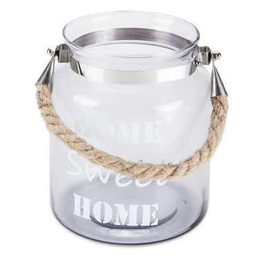 Evergreen Glas Windlicht 16 cm für Teelicht Home Sweet Home