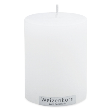 Weizenkorn Stumpen Kerze ICE Weiss 6,6 cm / 9 cm